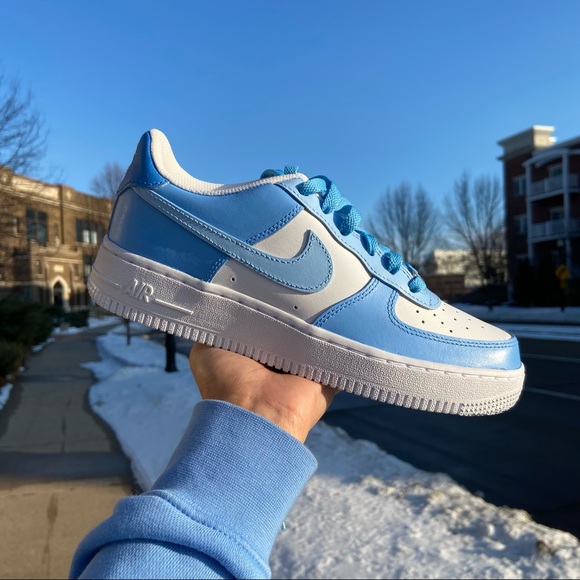 Nike Air Force Low Colorblock Blue Custom Painted Women's size - Main Image